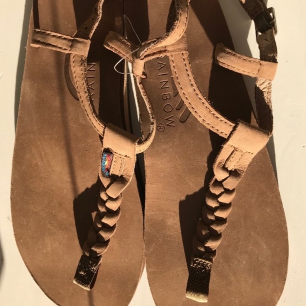 Rainbow Flip flops T street Braid leather new